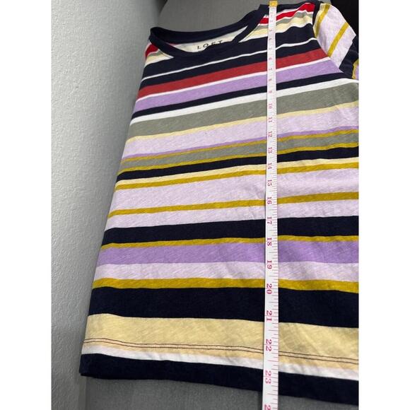 LOFT Multicolor Short Sleeve Striped Cotton Casual Tshirt Large everyday comfy - Picture 6 of 7